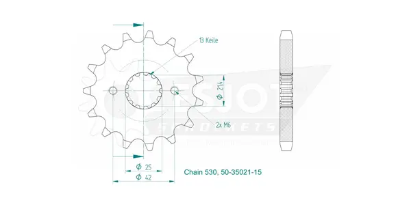 Standard Sprocket Front 530 Natural, 2, nordicamoto.ro
