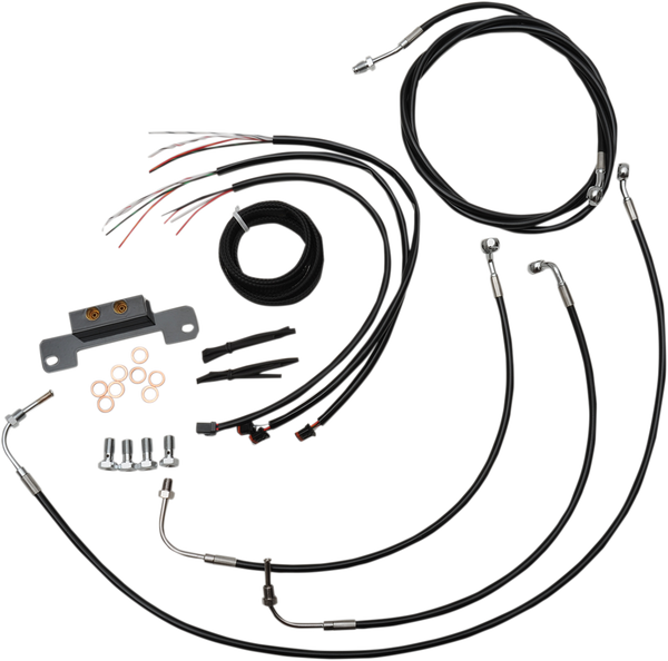 Complete Black Vinyl Braided Handlebar Cable/brake Line Kit Black, 1, nordicamoto.ro