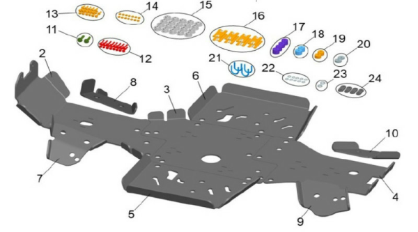CFMOTO CFORCE 400 / 450 S / 500 / 520 S ATV védőburkolat – 8 mm-es HDPE, fekete, 8, nordicamoto.ro