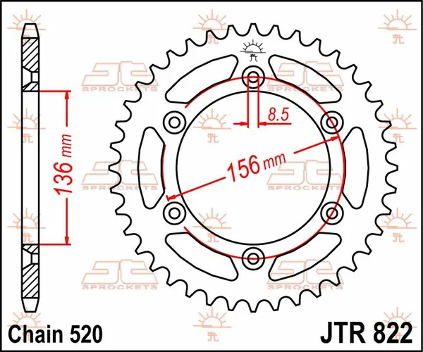 JT SPROCKETS hátsó lánckerék, természetes színű, 2, nordicamoto.ro