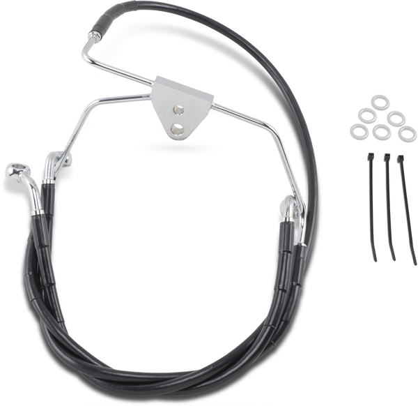 Extended Length Black Vinyl Brake Line Kit Black Oversize [+102 mm (4'')], 1, nordicamoto.ro