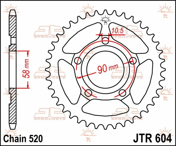JT SPROCKETS hátsó lánckerék, természetes színű, 2, nordicamoto.ro