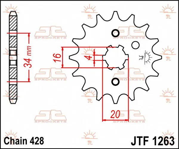 JT SPROCKETS Első lánckerék, természetes színű, 2, nordicamoto.ro