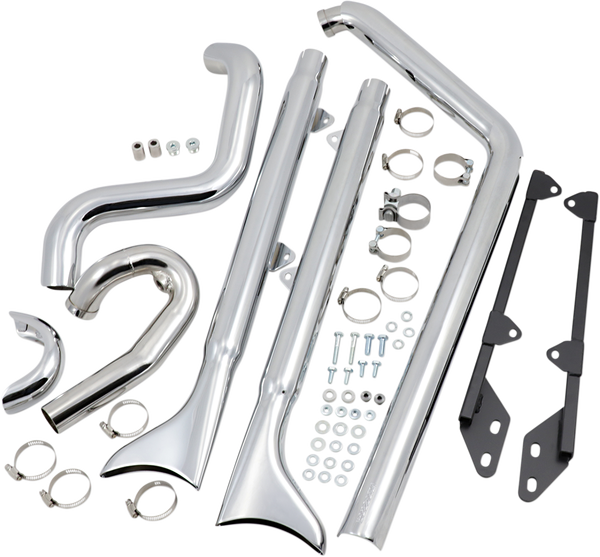 Fishtail True Dual Exhaust System Chrome, 2, nordicamoto.ro