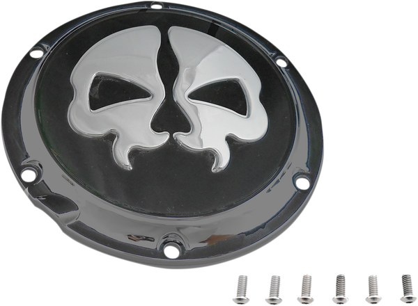 Split Skull Derby Cover Black, Chrome, 1, nordicamoto.ro