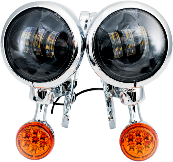 Light Brackets With Led Auxiliary Lights And Turn Signals Chrome, 2, nordicamoto.ro