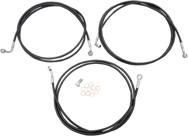 Black Braided Brake Line Kit Black 46 cm - 51 cm (18'' - 20''), 1, nordicamoto.ro