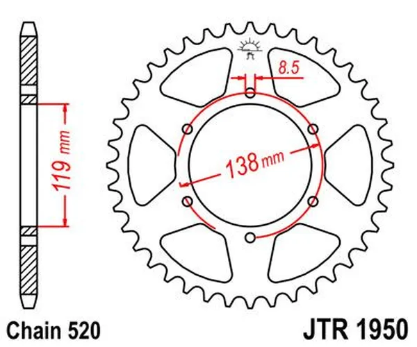 JT SPROCKETS hátsó lánckerék, természetes színű, 2, nordicamoto.ro