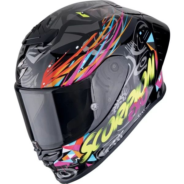 SCORPION EXO-R1 EVO II AIR SAVAGE M teljes arcú sport sisak – fekete/zöld/narancssárga, 1, nordicamoto.ro