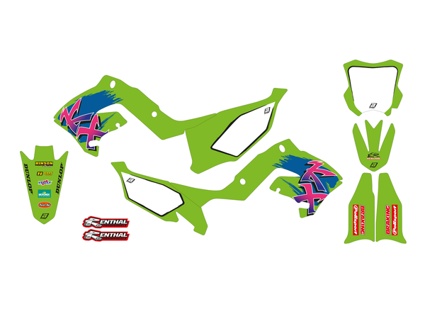 Graphic Kit Retro With Seat Cover Green, Pink, 3, nordicamoto.ro