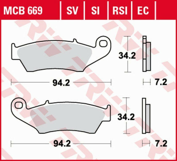TRW szerves anyagú első fékbetétek a HONDA XL 125 '03–'08/XR 400 '96–'03 modellekhez/XLV TRANSALP '97–'13/XRV AFRICA TWIN 750 '93–'03/KAWASAKI KLX 650 '93–'01/SUZUKI DRZ 400 '00–'08, 1, nordicamoto.ro