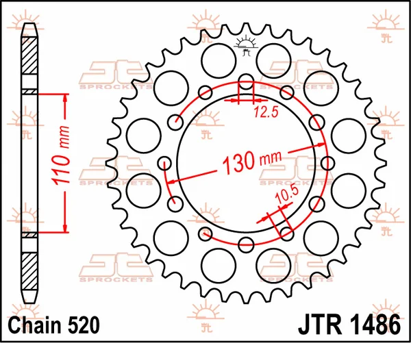 JT SPROCKETS hátsó lánckerék, természetes színű, 2, nordicamoto.ro