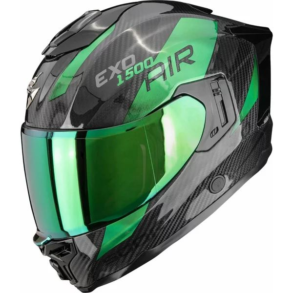 SCORPION EXO-1500 CARBON AIR PLATTED teljes arcú sisak, fekete/zöld, 5, nordicamoto.ro