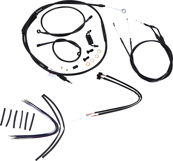 Complete Black Vinyl Handlebar Cable/line Kit For Ape Hanger Handlebars Black, 1, nordicamoto.ro