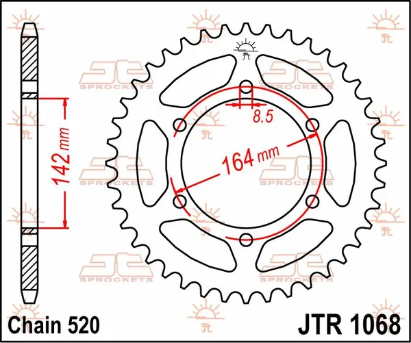 JT SPROCKETS hátsó lánckerék, természetes színű, 2, nordicamoto.ro