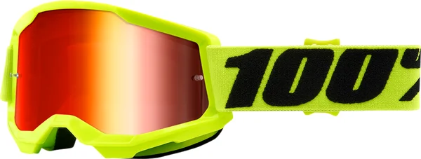 Ochelari Copii 100% Strata 2 Fluo Yellow Red Mirror ONE SIZE, 1, nordicamoto.ro