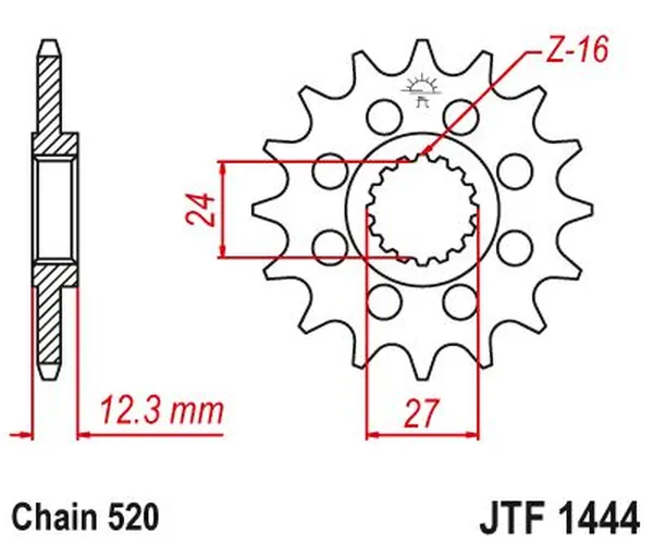 JT SPROCKETS Első lánckerék, természetes színű, 2, nordicamoto.ro