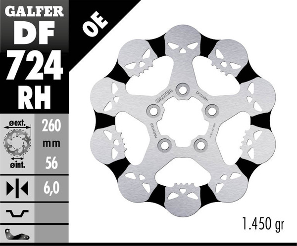 Skull Brake Rotor Black, 1, nordicamoto.ro