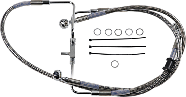 Extended Length Stainless Steel Brake Line Silver, Clear-coated Oversize [+203 mm (8'')], 1, nordicamoto.ro