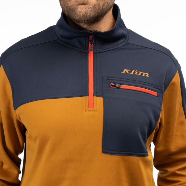 Pulover Klim Glacier 1/4 Zip Mid Layer Dark Olive - Black, 9, nordicamoto.ro