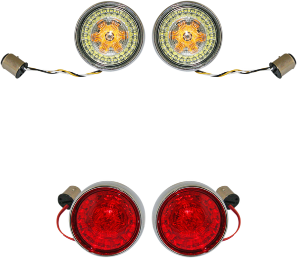 Complete Front & Rear Turn Signal Conversion Kit With Bullet Bezel Lenses Chrome, 1, nordicamoto.ro