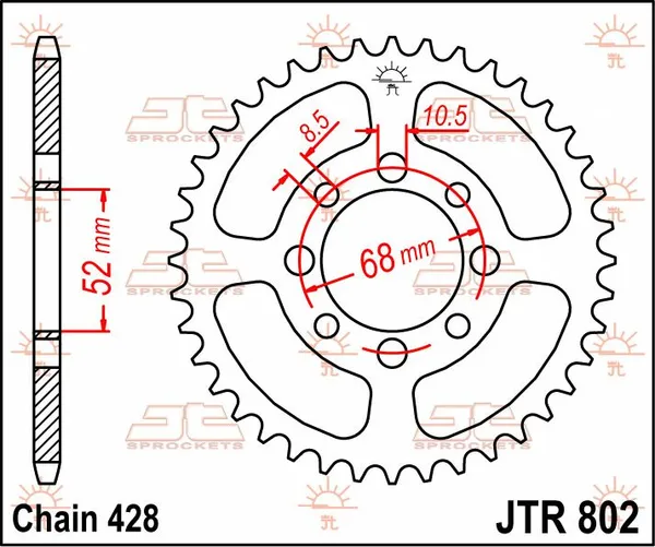 JT SPROCKETS hátsó lánckerék, természetes színű, 2, nordicamoto.ro