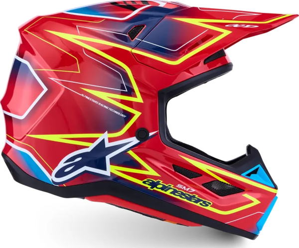 Alpinestars S-M7 öntött sisak, piros/sárga/kék, L-es méret, 6, nordicamoto.ro