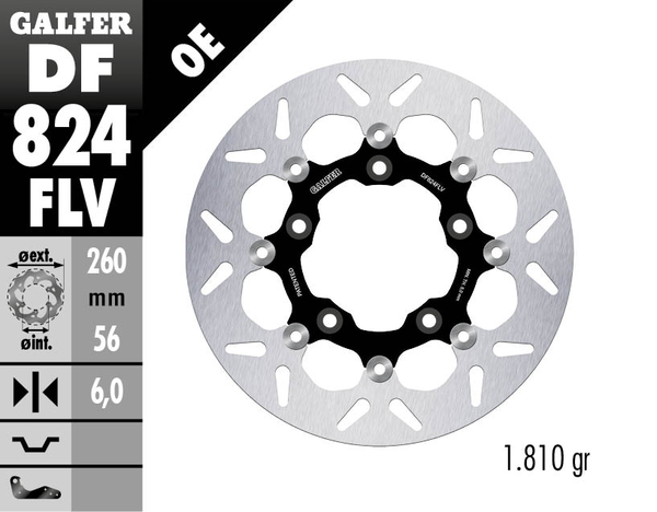 Brake Rotor Floating Round Black, Silver, 1, nordicamoto.ro