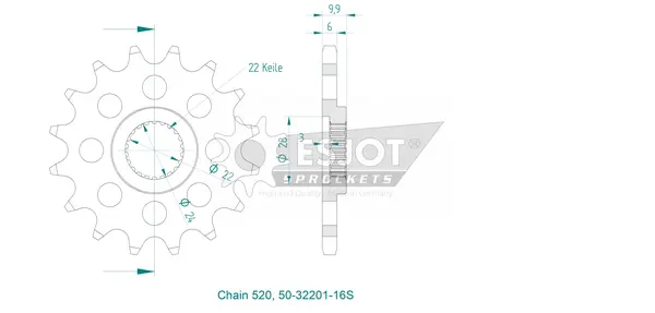 Sport Sprocket Front 520 Natural, 2, nordicamoto.ro