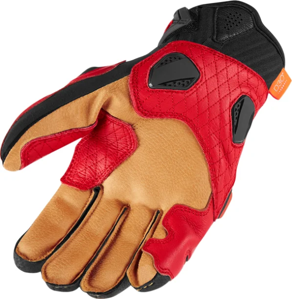 Manusi Piele Icon Hypersport Short Red/Black S, 2, nordicamoto.ro