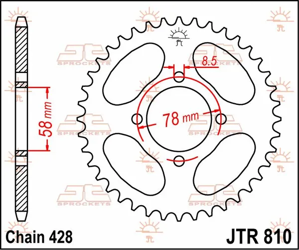 JT SPROCKETS hátsó lánckerék, természetes színű, 2, nordicamoto.ro