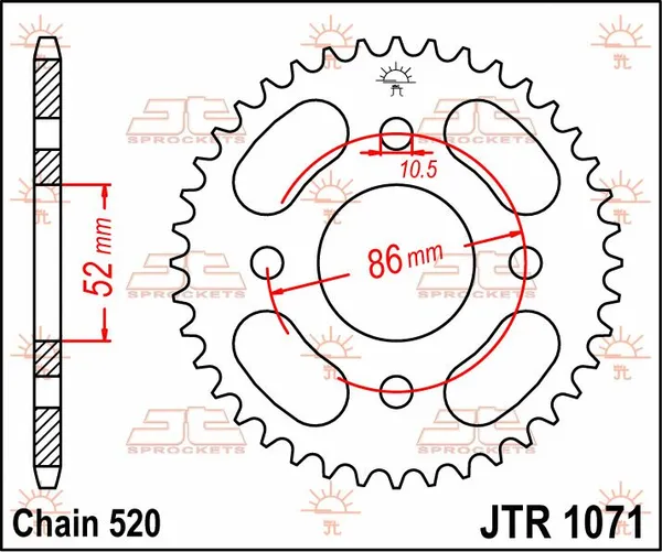 JT SPROCKETS hátsó lánckerék, természetes színű, 2, nordicamoto.ro