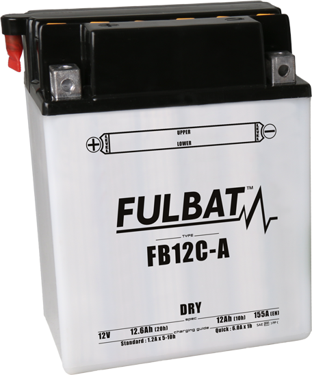Moto Fulbat FB12C-A száraz 12 V-os, 12,6 Ah-s, 155 A-es akkumulátor – elektrolittal együtt, 1, nordicamoto.ro