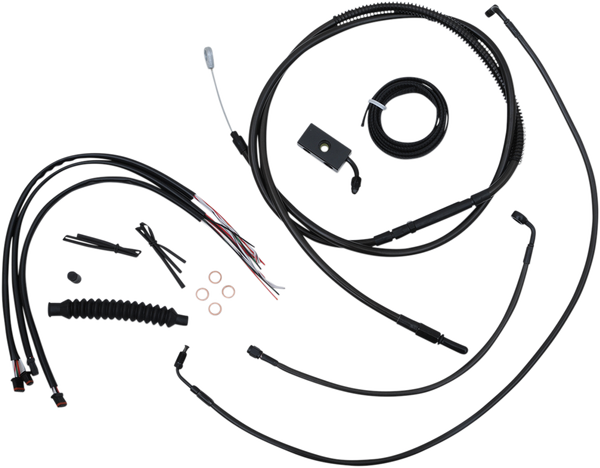 Complete Midnight Braided Handlebar Cable/brake Line Kit Black, 1, nordicamoto.ro
