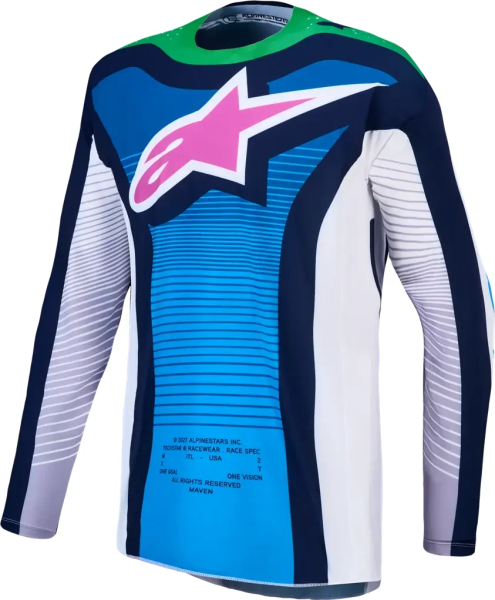 Alpinestars Techstar Maven póló, kék/fehér/zöld, L, 1, nordicamoto.ro