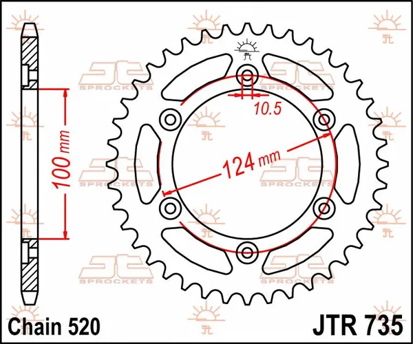 JT SPROCKETS Fekete hátsó lánckerék, 2, nordicamoto.ro