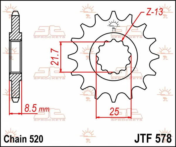 JT SPROCKETS Első lánckerék, természetes színű, 2, nordicamoto.ro