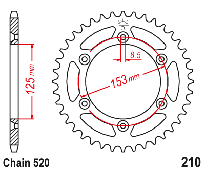 BETA RR 250/300/350/450 `13–`20 Enduro Expert hátsó lánckerék, ultrakönnyű acél, 47, 2, nordicamoto.ro