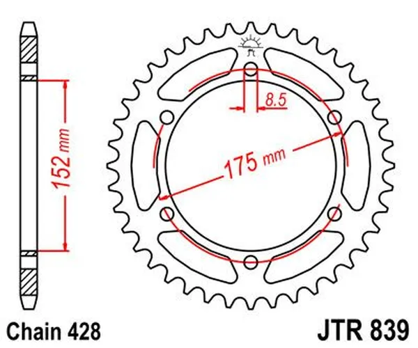 JT SPROCKETS Fekete hátsó lánckerék, 2, nordicamoto.ro
