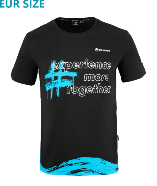 CFMOTO ROMANIA „EXPERIENCE MORE TOGETHER” póló, fekete/kék, 2, nordicamoto.ro