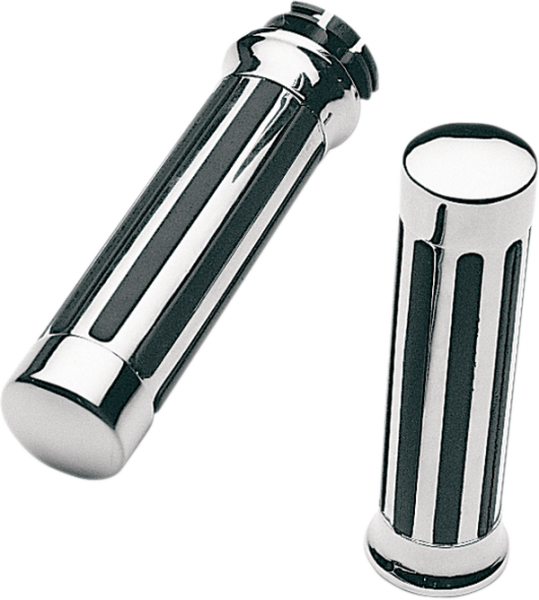 Custom Chrome Rail Style Rubber Grips Black, 1, nordicamoto.ro