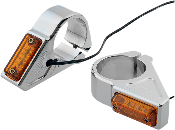 Rectangle Led Fork Mount Turn Signals Chrome, 1, nordicamoto.ro