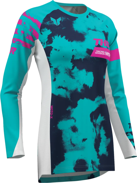 Tricou Dama Thor Launchmode Bleach Alb/Albastru M, 1, nordicamoto.ro