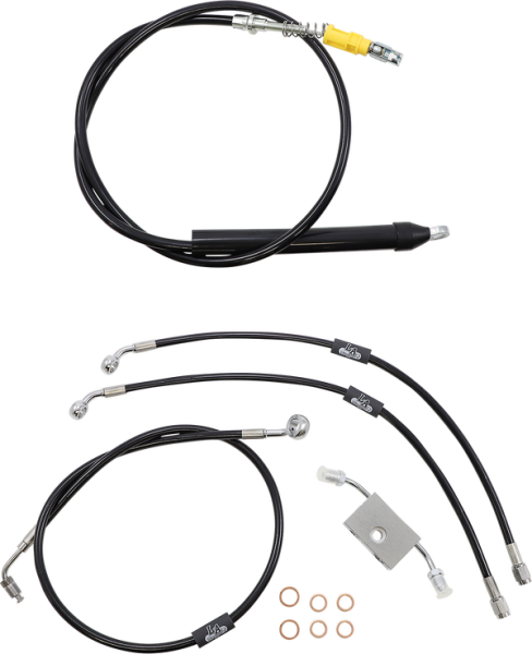 Standard Black Vinyl Braided Handlebar Cable/brake Line Kit Black, 1, nordicamoto.ro
