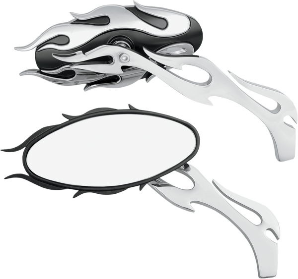 Flame Oval Mirrors Black, 1, nordicamoto.ro