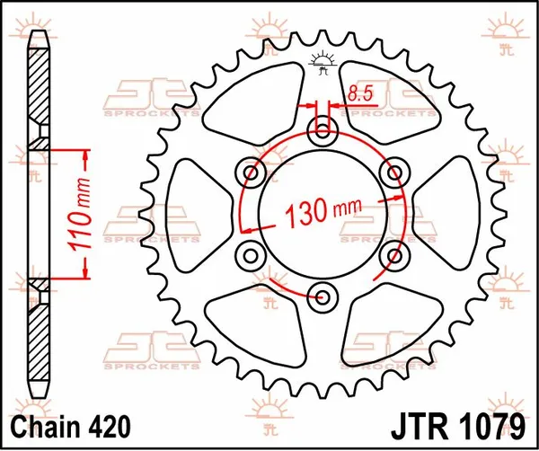 JT SPROCKETS hátsó lánckerék, természetes színű, 2, nordicamoto.ro
