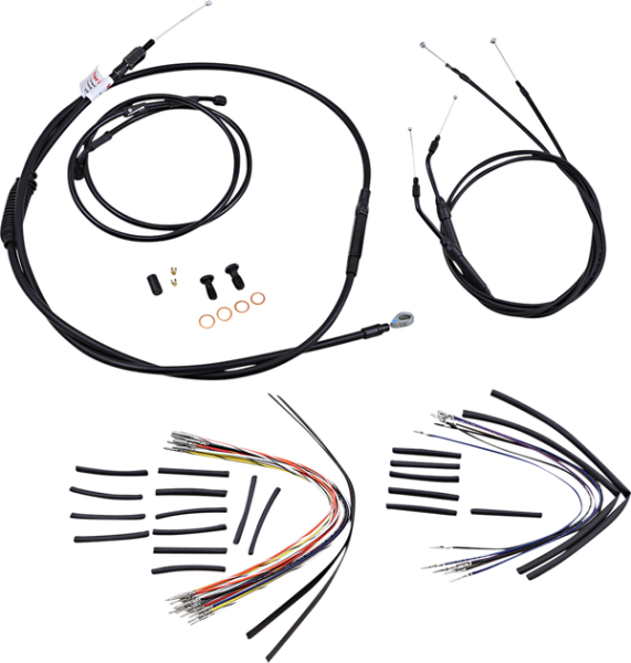 Complete Black Vinyl Handlebar Cable/line Kit For Ape Hanger Handlebars Black, 1, nordicamoto.ro