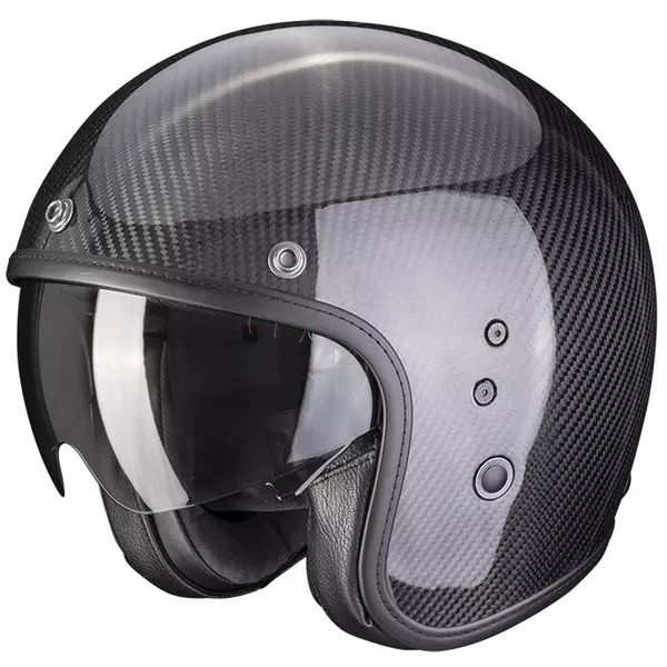 SCORPION BELFAST EVO CARBON SOLID nyitott arcú bukósisak – fekete – L-es méret, 1, nordicamoto.ro
