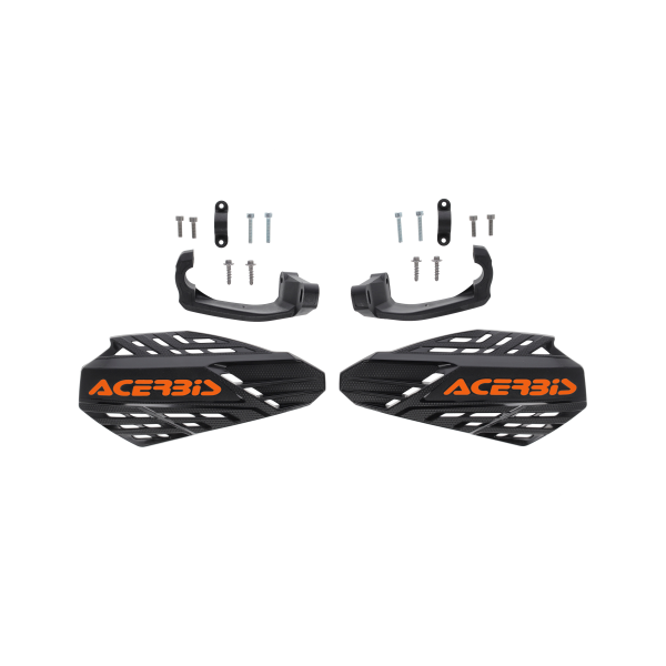 Acerbis Linear Vented univerzális terepkerékpár-kézvédő KTM/Honda/Yamaha/Kawasaki/Husqvarna/GasGas/Beta modellekhez – Fekete/Narancssárga, 12, nordicamoto.ro