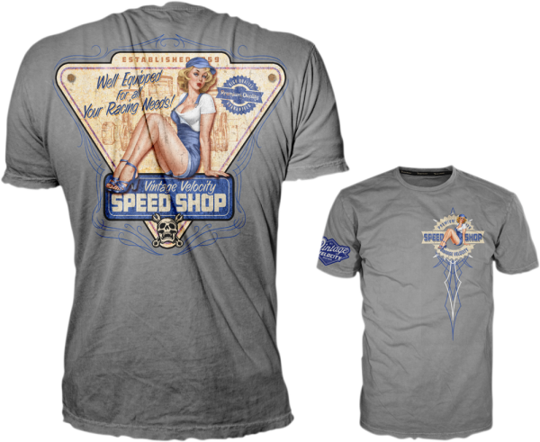 Vintage Velocity Speed Shop T-shirt Gray Medium Gray M, 1, nordicamoto.ro